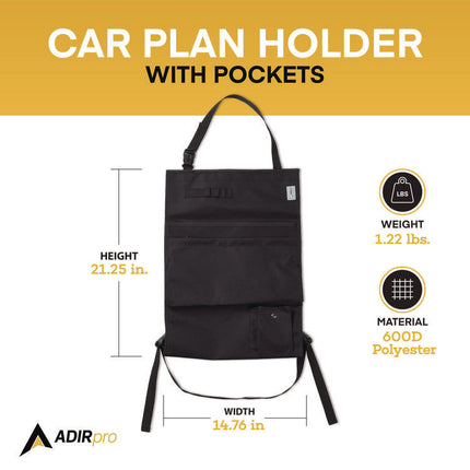 Blueprint Large Document Car Plan Holder with Pockets, 15 x 0.5 x 26.5, Blue