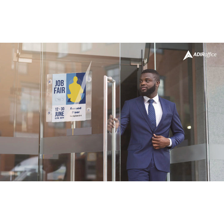 Clear Suction Acrylic Window Sign Holder, 8 x 11, Clear Frame, 2/Pack