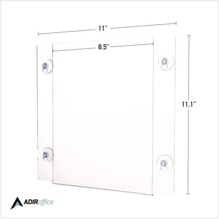 Clear Suction Acrylic Window Sign Holder, 8 x 11, Clear Frame, 2/Pack