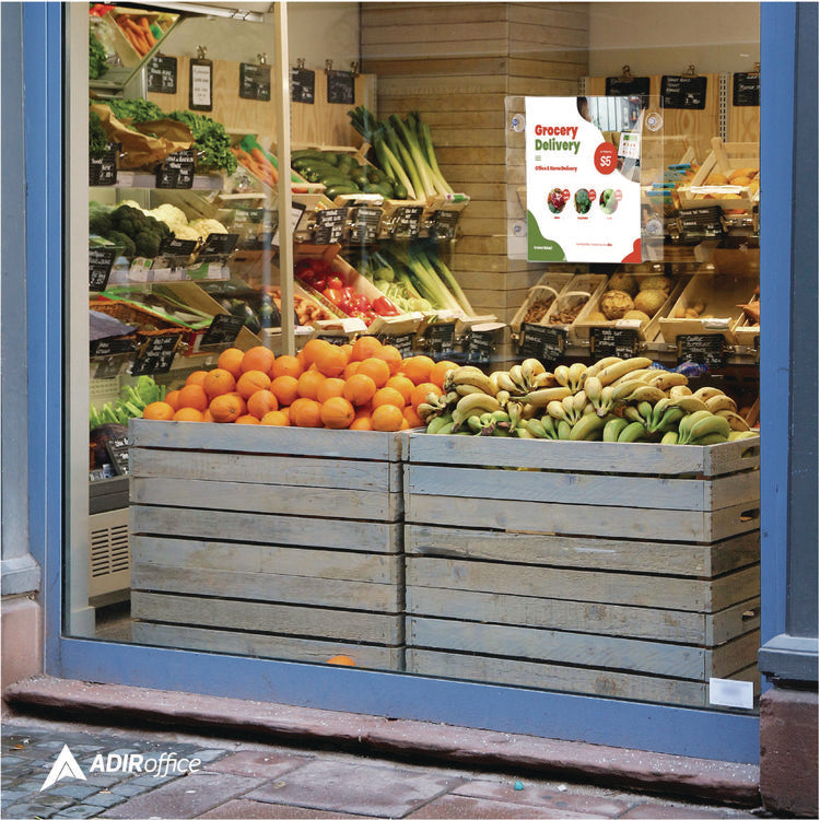 Clear Suction Acrylic Window Sign Holder, 8 x 11, Clear Frame, 6/Pack