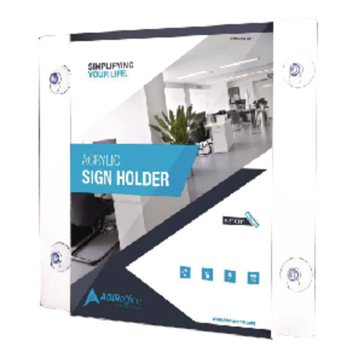 Clear Suction Acrylic Window Sign Holder, 8 x 11, Clear Frame, 6/Pack
