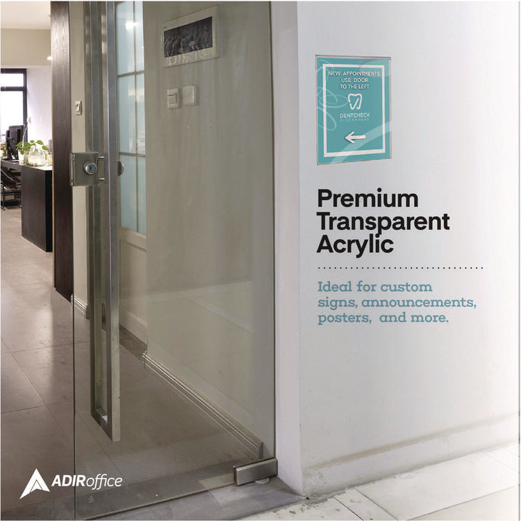 Wall Mount Side-Loading Acrylic Sign Holders, 8 x 11, Clear Frame, 12/Pack