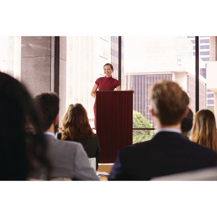Wood Stand-up Podium Lectern Speaker Stand, 23 x 15 x 45.8, Mahogany