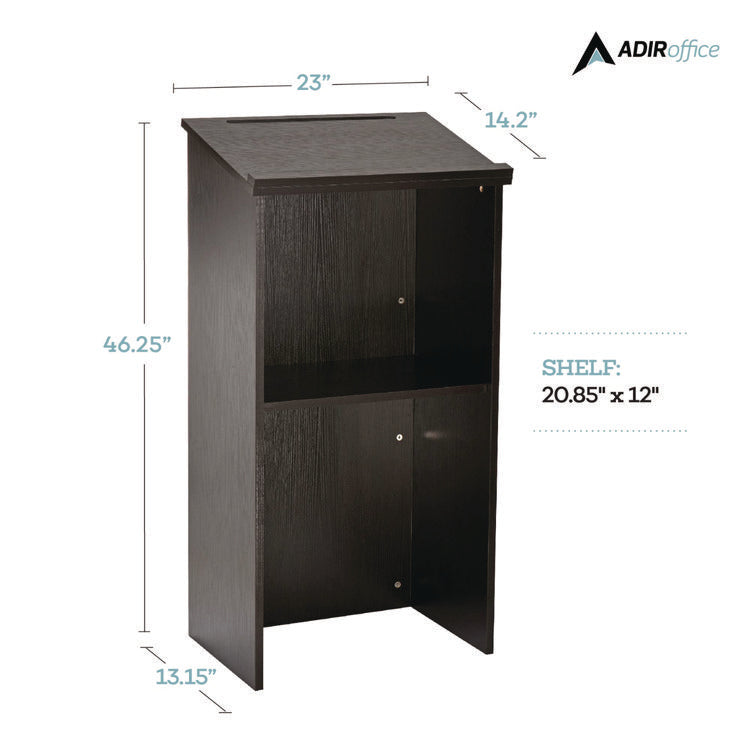 Wood Stand-up Podium Lectern Speaker Stand, 23 x 15 x 45.8, Black