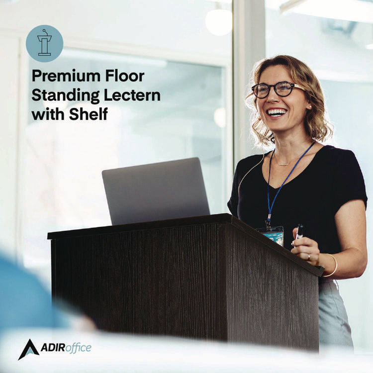 Wood Stand-up Podium Lectern Speaker Stand, 23 x 15 x 45.8, Black