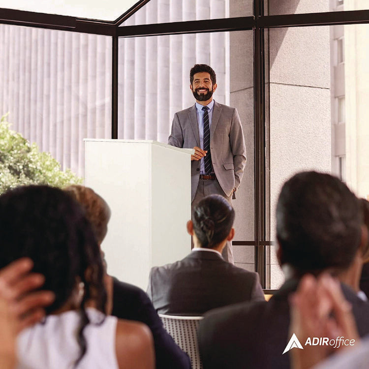 Wood Stand-up Podium Lectern Speaker Stand, 23 x 15 x 45.8, White