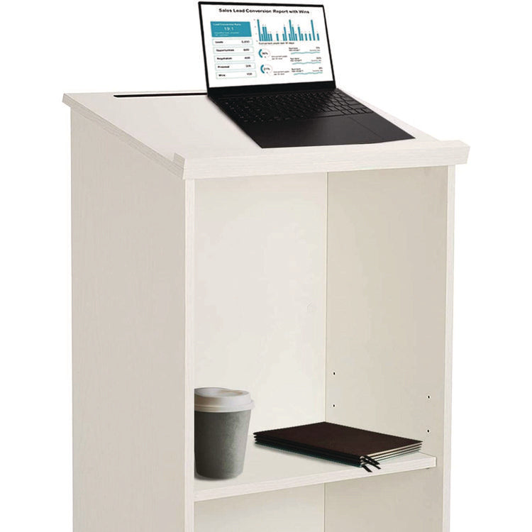 Wood Stand-up Podium Lectern Speaker Stand, 23 x 15 x 45.8, White