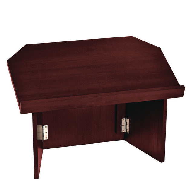 Foldable Tabletop Podium Lectern Speaker Stand, 27 x 16 x 19, Mahogany
