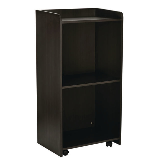 Wood Mobile Presentation Lectern Speaker Stand with Shelves, 22.44 x 16.53 x 45.98, Black