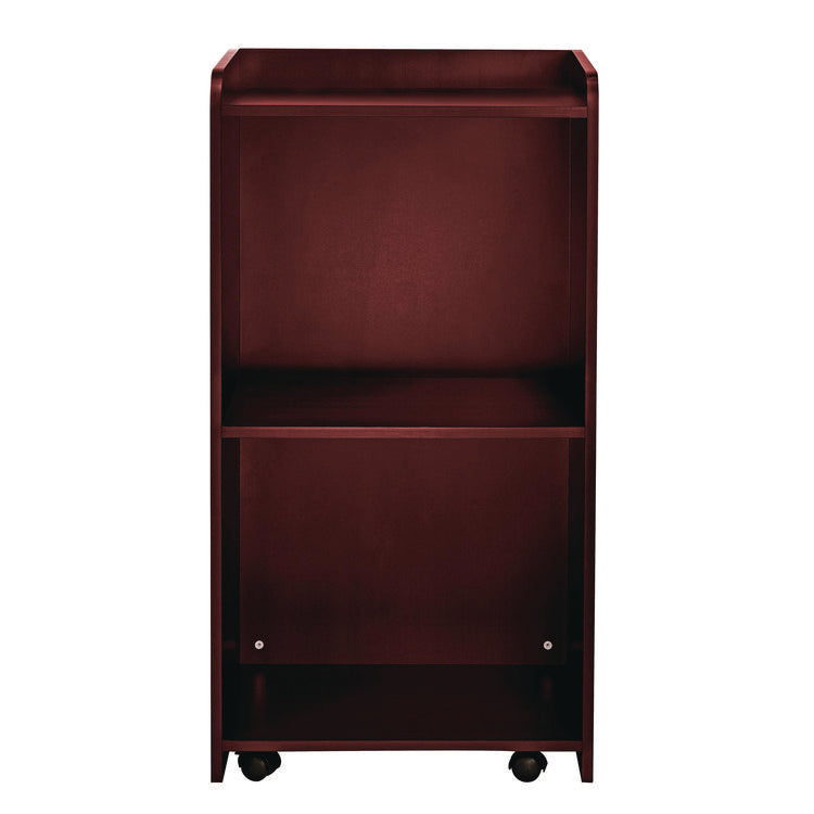 Wood Mobile Presentation Lectern Speaker Stand with Shelves, 22.44 x 16.53 x 45.98, Mahogany