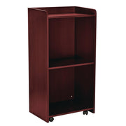Wood Mobile Presentation Lectern Speaker Stand with Shelves, 22.44 x 16.53 x 45.98, Mahogany