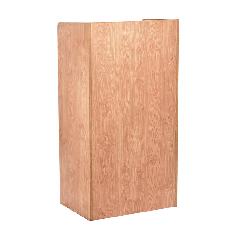 Wood Mobile Presentation Lectern Speaker Stand with Shelves, 22.44 x 16.53 x 45.98, Medium Oak