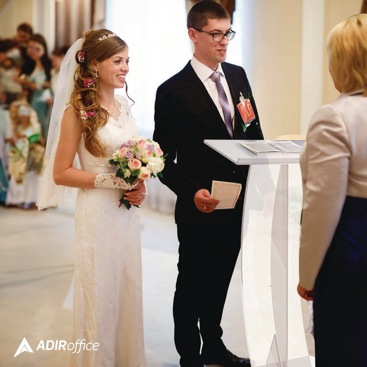 Acrylic Slanted Podium Lectern Speaker Stand, 26.75 x 12.5 x 47, Clear