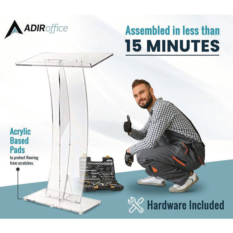 Acrylic Slanted Podium Lectern Speaker Stand, 26.75 x 12.5 x 47, Clear
