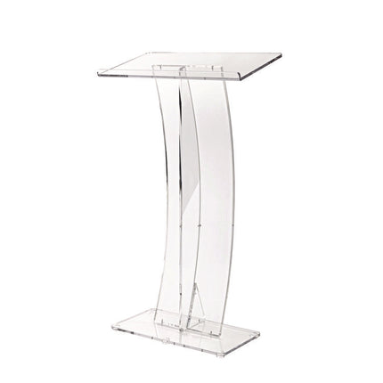 Acrylic Slanted Podium Lectern Speaker Stand, 26.75 x 12.5 x 47, Clear