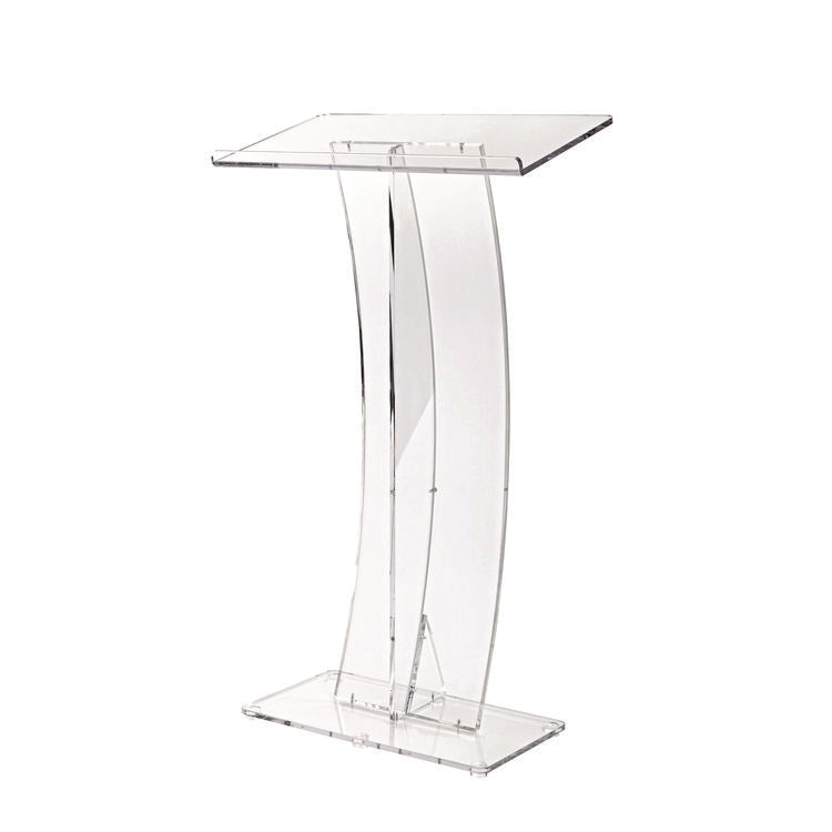 Acrylic Slanted Podium Lectern Speaker Stand, 26.75 x 12.5 x 47, Clear