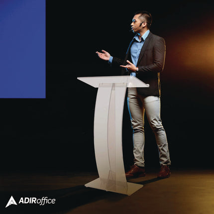 Acrylic Slanted Podium Lectern Speaker Stand, 26.75 x 12.5 x 47, Clear