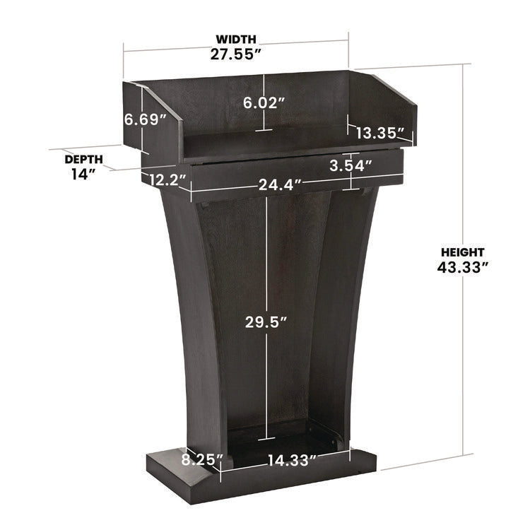 Wood Stand-Up Podium Lectern Speaker Stand with Drawer and Storage Area, 27.55 x 14 x 43.3, Black