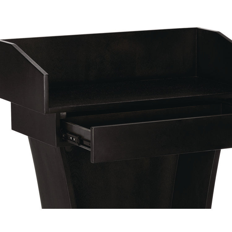 Wood Stand-Up Podium Lectern Speaker Stand with Drawer and Storage Area, 27.55 x 14 x 43.3, Black