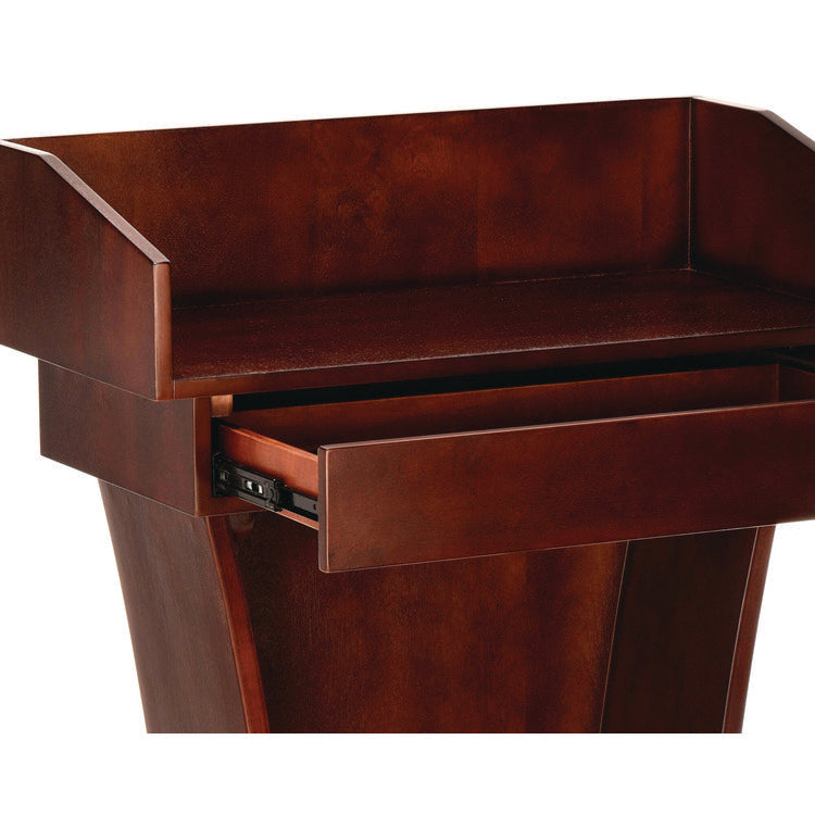 Wood Stand-Up Podium Lectern Speaker Stand with Drawer and Storage Area, 27.55 x 14 x 43.3, Cherry