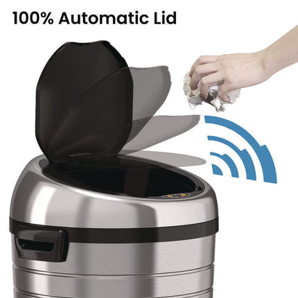 Extra-Large Sensor Trash Can with Wheels, 23 gal, Plastic/Stainless Steel, Silver/Black