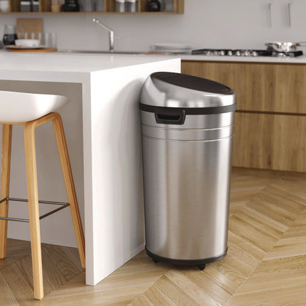Extra-Large Sensor Trash Can with Wheels, 23 gal, Plastic/Stainless Steel, Silver/Black