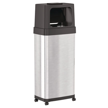 Dual Push Door Trash Can, 24 gal, Stainless Steel, Silver/Black