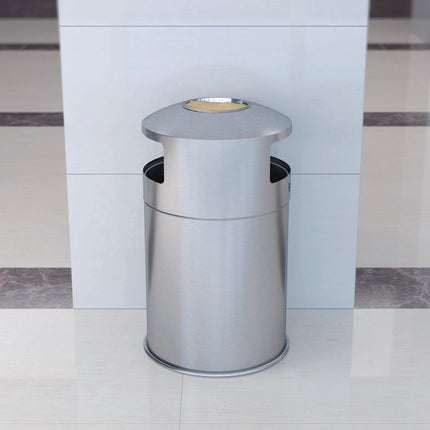 Extra-Large Dual Side-Entry Trash Can, Indoor, 50 gal, Stainless Steel, Silver