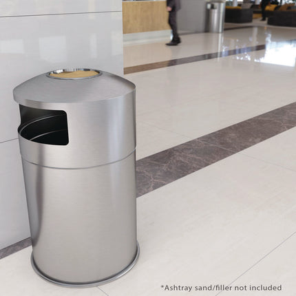 Extra-Large Dual Side-Entry Trash Can, Indoor, 50 gal, Stainless Steel, Silver