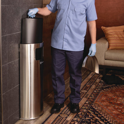 Side-Entry Trash Can with Wall Mount, 9 gal, Stainless Steel, Silver