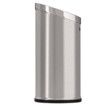 Beveled Open Top Trash Can, 15 gal, Stainless Steel, Silver