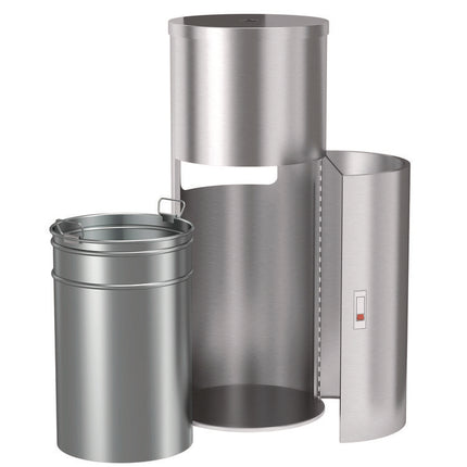 Side-Entry Trash Can with Gym Wipe Dispenser, 9 gal, Stainless Steel, Silver