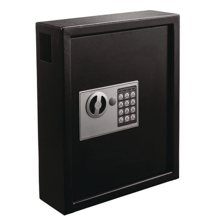 Steel Digital Lock Key Cabinet, 40-Key, 13 x 4 x 14.3, Stainless Steel 304, Black