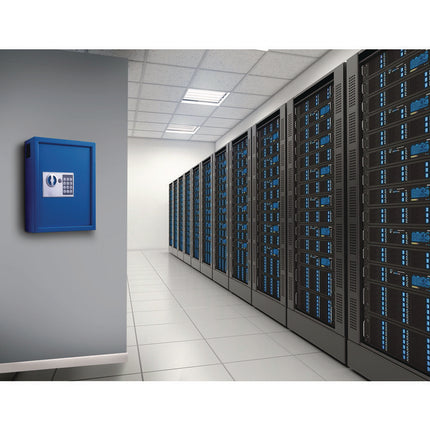 Steel Digital Lock Key Cabinet, 40-Key, 13 x 4 x 14.3, Stainless Steel 304, Blue