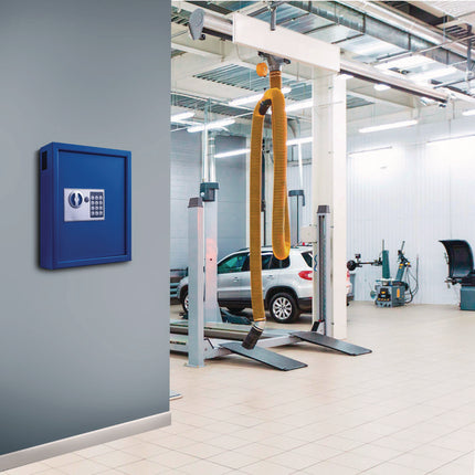 Steel Digital Lock Key Cabinet, 40-Key, 13 x 4 x 14.3, Stainless Steel 304, Blue