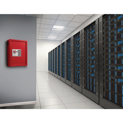 Steel Digital Lock Key Cabinet, 40-Key, 13 x 4 x 14.3, Stainless Steel 304, Red