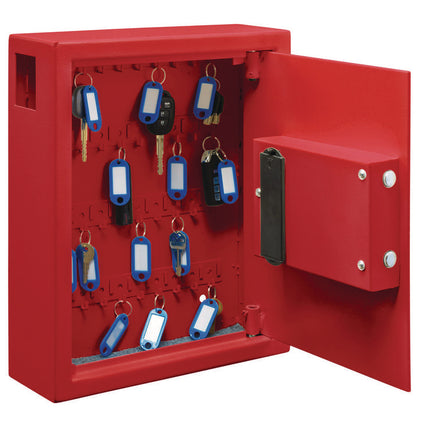 Steel Digital Lock Key Cabinet, 40-Key, 13 x 4 x 14.3, Stainless Steel 304, Red