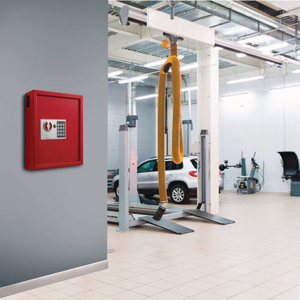 Steel Digital Lock Key Cabinet, 40-Key, 13 x 4 x 14.3, Stainless Steel 304, Red