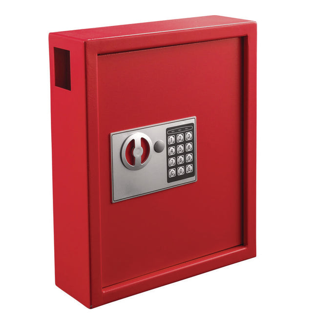 Steel Digital Lock Key Cabinet, 40-Key, 13 x 4 x 14.3, Stainless Steel 304, Red