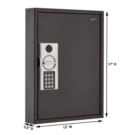 Steel Digital Lock Key Cabinet, 60-Key, 13 x 2.6 x 17, Stainless Steel 304, Black