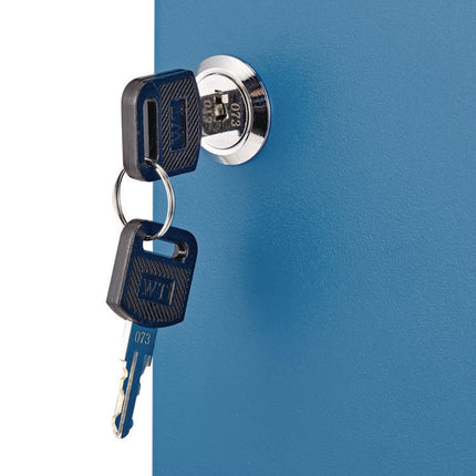 Steel Secure Key Cabinet with Key Lock, 48-Key, 7.1 x 3.1 x 10, Stainless Steel 304, Blue