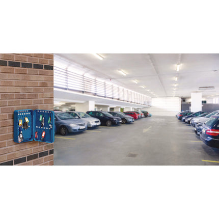 Steel Secure Key Cabinet with Key Lock, 48-Key, 7.1 x 3.1 x 10, Stainless Steel 304, Blue