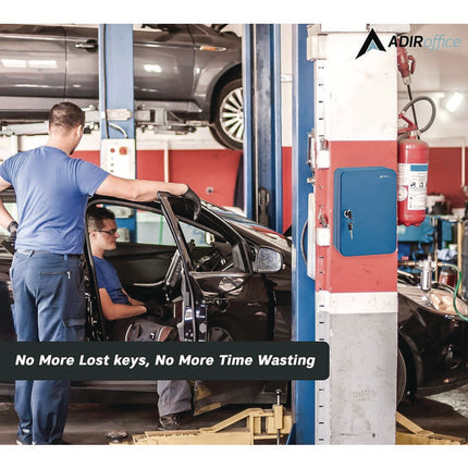 Steel Secure Key Cabinet with Key Lock, 48-Key, 7.1 x 3.1 x 10, Stainless Steel 304, Blue