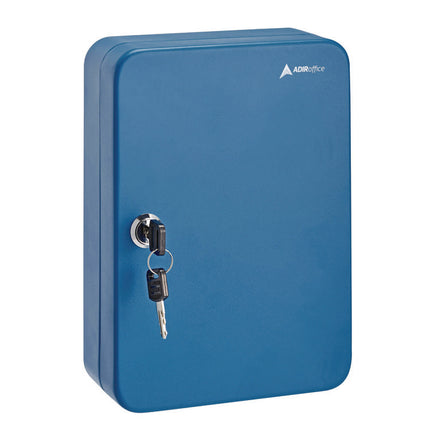 Steel Secure Key Cabinet with Key Lock, 48-Key, 7.1 x 3.1 x 10, Stainless Steel 304, Blue