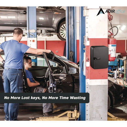 Steel Heavy-Duty Key Cabinet with Combination Lock, 30-Key, 6.4 x 3 x 8, Stainless Steel 304, Black