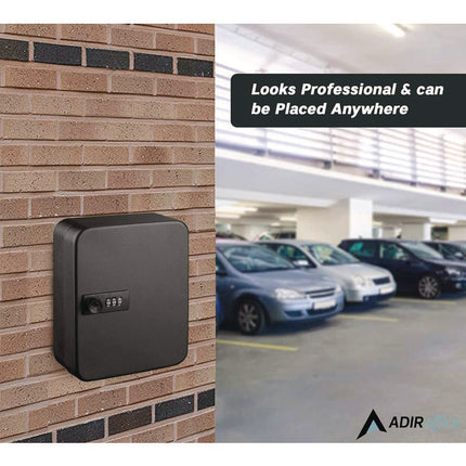 Steel Heavy-Duty Key Cabinet with Combination Lock, 30-Key, 6.4 x 3 x 8, Stainless Steel 304, Black