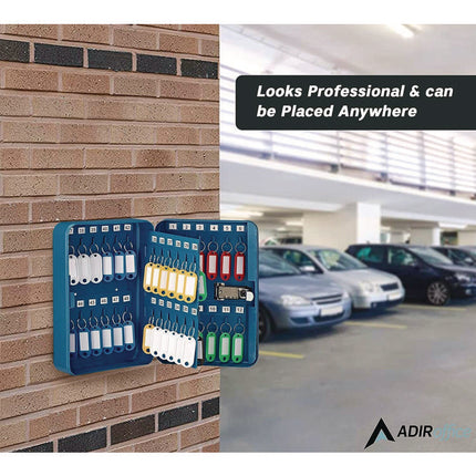 Steel Heavy-Duty Key Cabinet with Combination Lock, 48-Key, 7.1 x 3 x 10, Stainless Steel 304, Blue