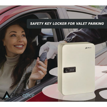 Steel Heavy-Duty Key Cabinet with Combination Lock, 48-Key, 7.1 x 3 x 10, Stainless Steel 304, White