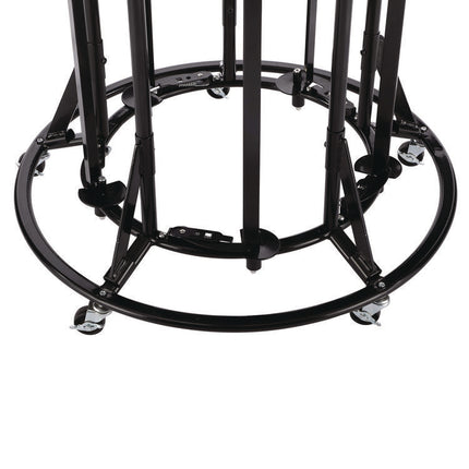 Steel Large Paper Roll Holder Paper Dispenser Stand and Cutter w/Wheels, For Up to 3" dia x 36" Wide Rolls, Metal, Black