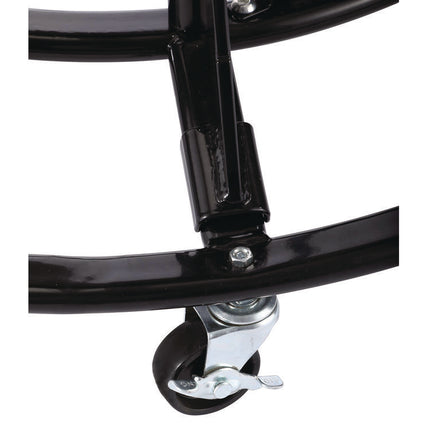 Steel Large Paper Roll Holder Paper Dispenser Stand and Cutter w/Wheels, For Up to 3" dia x 36" Wide Rolls, Metal, Black